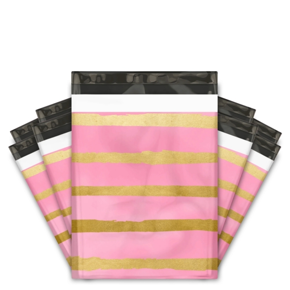 10ct Pink & Gold Poly Mailers